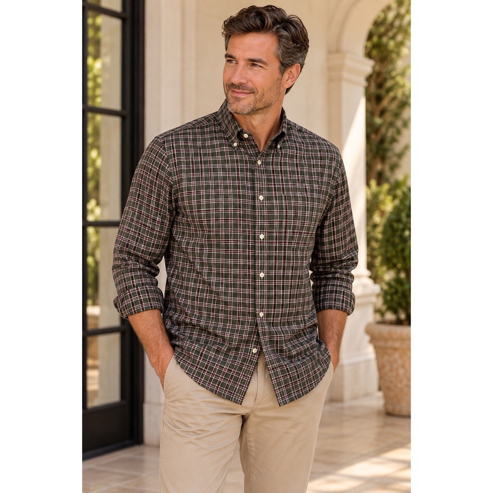 Brooks Brothers Madison Men's XL Supima Cotton Plaid Button Down Shirt Green
